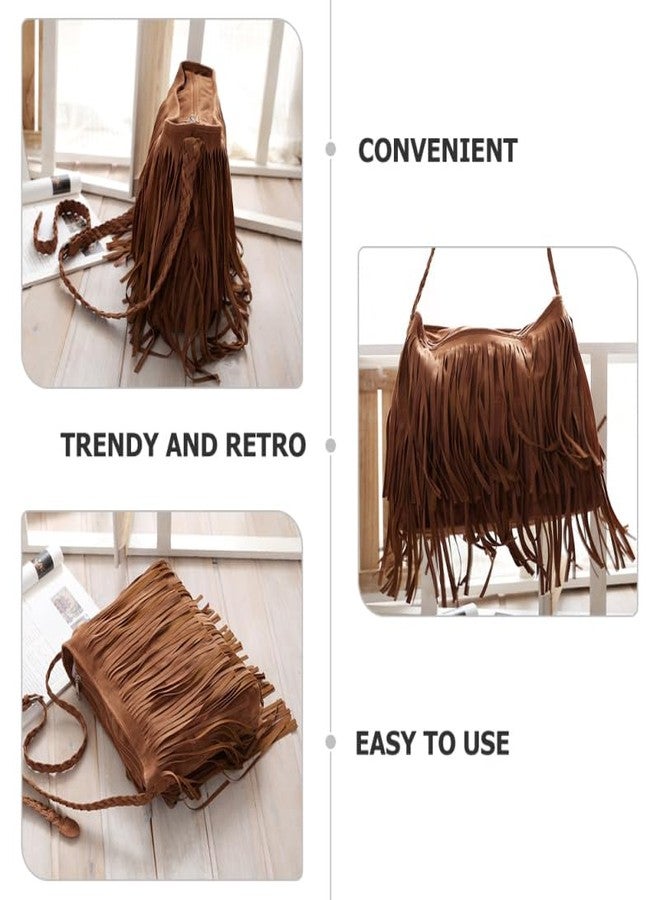 TENDYCOCO Tassel Women S Shoulder Bag Light Brown Polyester Crossbody Purse Boho Fringe Design Large Capacity Hobo Handbag for Everyday Use - Image 4