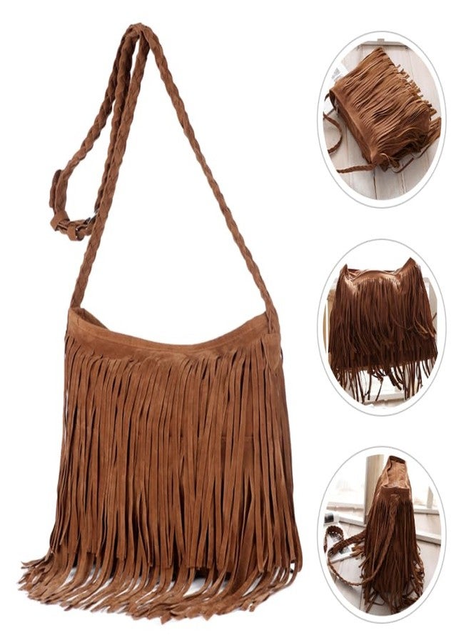 TENDYCOCO Tassel Women S Shoulder Bag Light Brown Polyester Crossbody Purse Boho Fringe Design Large Capacity Hobo Handbag for Everyday Use - Image 5