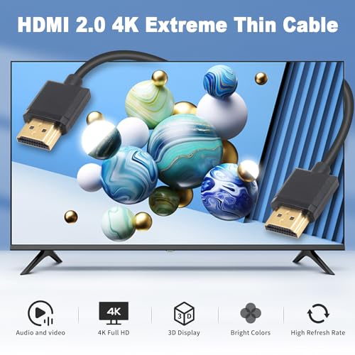 Duttek Ultra Thin HDMI Cable 1Feet, 4K Short HDMI Cable Male to Male for 3D and 4K Ultra HD TV Stick HDMI 2.0 Cord Extension Converter - Image 2