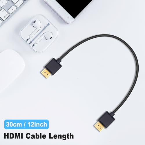 Duttek Ultra Thin HDMI Cable 1Feet, 4K Short HDMI Cable Male to Male for 3D and 4K Ultra HD TV Stick HDMI 2.0 Cord Extension Converter - Image 3