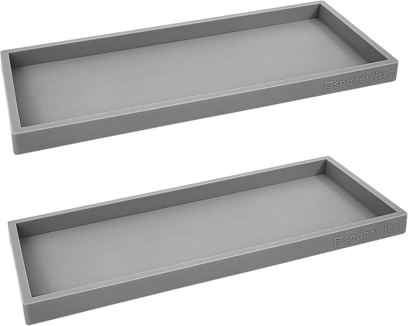 Spacewiser Countertop Vanity Tray - 2 Large 11.7" Silicone Trays for Bathroom, Detergent Holder and Sponge, Kitchen Sink, Toothbrush Holder, Key Holder - Image 1