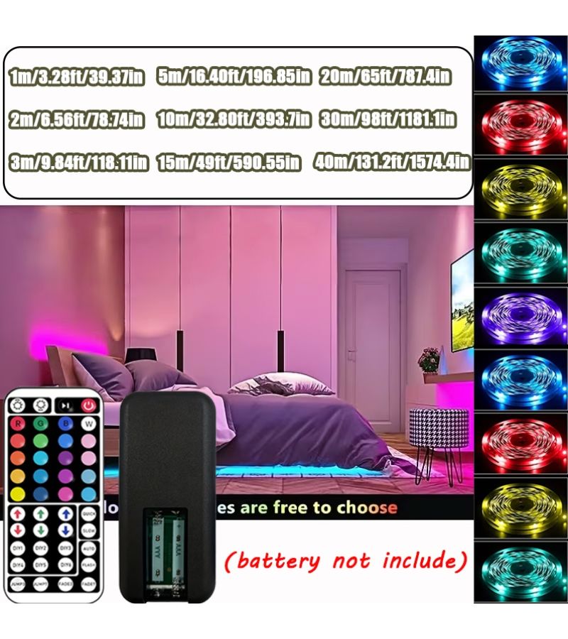 5V USB RGB 5050 LED Rope Light Remote Control Color Changing Flexible Self Adhesive Tape 12 Leds Per Meter Plug And Play For Kitchen Bedroom Party TV Backlight And Home Decor 10m - Image 4
