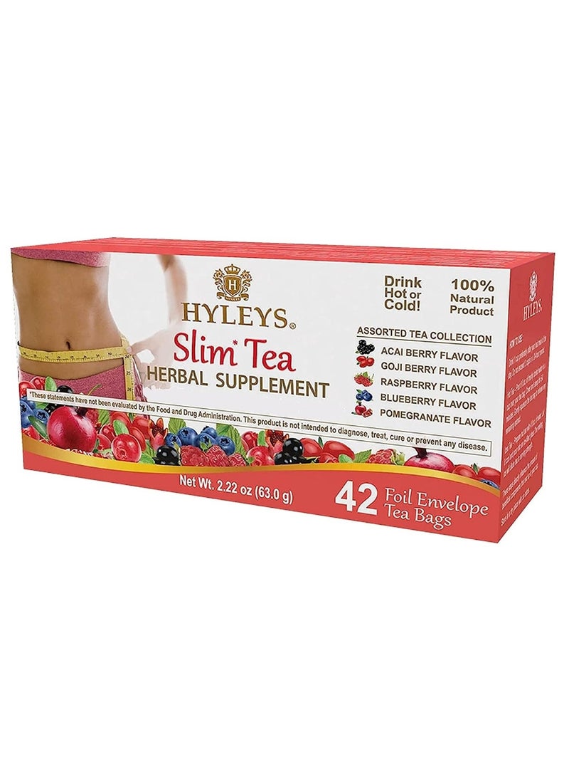 هايليس تي شاي "هايليز" (Hyleys)، شاي التنحيف (Slim Tea)، تشكيلة متنوعة من الشاي، 42 كيس شاي مغلف برقائق معدنية، (63 غرام) - Image 1