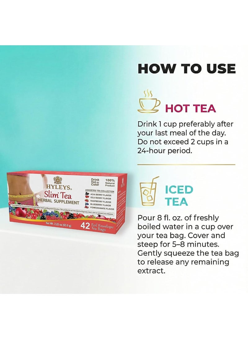 هايليس تي شاي "هايليز" (Hyleys)، شاي التنحيف (Slim Tea)، تشكيلة متنوعة من الشاي، 42 كيس شاي مغلف برقائق معدنية، (63 غرام) - Image 3