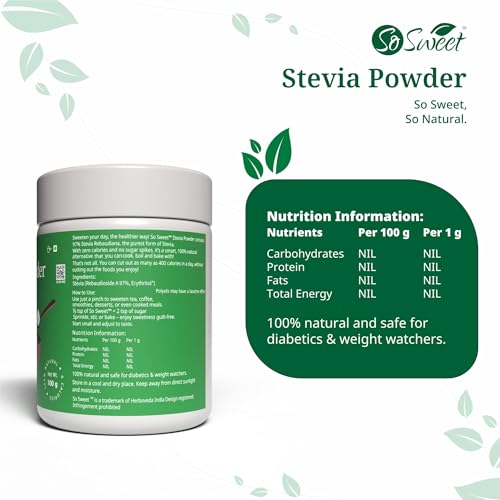 So Sweet Stevia Powder Sugar Free Natural Zero Calorie Sweetener For Diabetes Care 300gm (Pack of 3) - Image 5