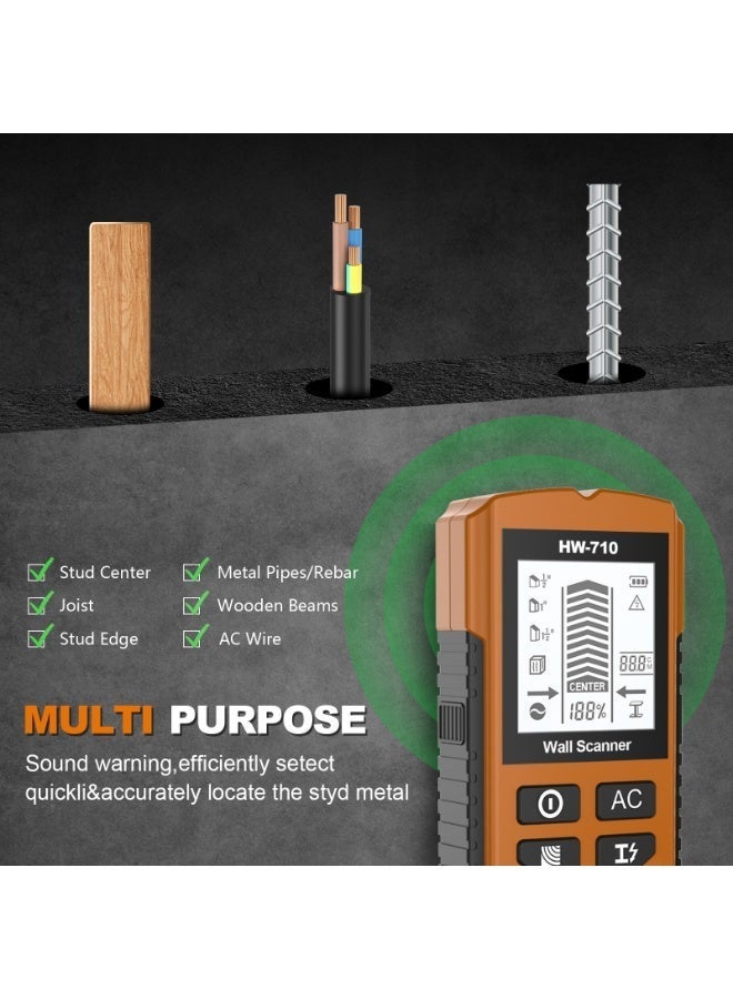 5-in-1 Wall Detector Scanner – Multi-Function Stud Finder & Wall Metal Detector with LCD Display, Live AC Wire Alert, Sound Warning & Fast Accurate Scanning for Home DIY Projects - Image 3