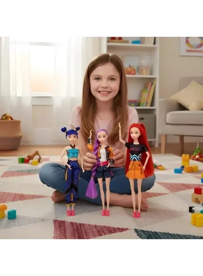 3 Cyber Pop Fashion Dolls Set | 3 Fashion Dolls for Girls | 3 Girls Fashion Dolls | 3 Stylish Fashion Dolls | 3 Dress-Up Dolls | 3 Trendy Fashion Dolls | 3 Colorful Hair Dolls | 3 Modern Fashion Dolls | 3 Doll Play Set | Fashion Doll Toy for Girls | 3 Doll Collection Set | Gift Dolls for Girls | Girls Toys | Fashion Dolls | Doll Play Set | Futuristic Fashion Dolls | Cute Fashion Dolls | 3 K-Pop Fashion Dolls-3 Modern Fashion Dolls - Image 4