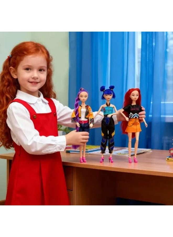 3 Cyber Pop Fashion Dolls Set | 3 Fashion Dolls for Girls | 3 Girls Fashion Dolls | 3 Stylish Fashion Dolls | 3 Dress-Up Dolls | 3 Trendy Fashion Dolls | 3 Colorful Hair Dolls | 3 Modern Fashion Dolls | 3 Doll Play Set | Fashion Doll Toy for Girls | 3 Doll Collection Set | Gift Dolls for Girls | Girls Toys | Fashion Dolls | Doll Play Set | Futuristic Fashion Dolls | Cute Fashion Dolls | 3 K-Pop Fashion Dolls-3 Modern Fashion Dolls - Image 2