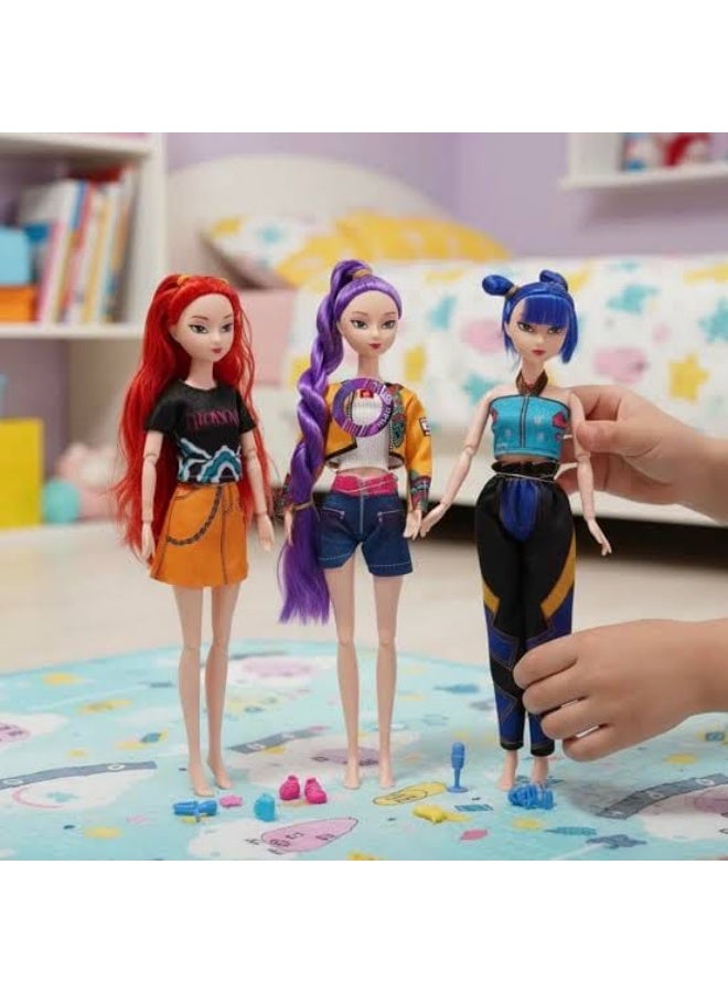 3 Cyber Pop Fashion Dolls Set | 3 Fashion Dolls for Girls | 3 Girls Fashion Dolls | 3 Stylish Fashion Dolls | 3 Dress-Up Dolls | 3 Trendy Fashion Dolls | 3 Colorful Hair Dolls | 3 Modern Fashion Dolls | 3 Doll Play Set | Fashion Doll Toy for Girls | 3 Doll Collection Set | Gift Dolls for Girls | Girls Toys | Fashion Dolls | Doll Play Set | Futuristic Fashion Dolls | Cute Fashion Dolls | 3 K-Pop Fashion Dolls-3 Modern Fashion Dolls - Image 5