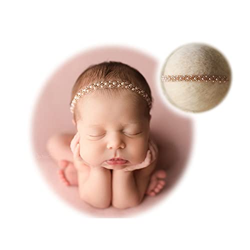 Honra Orraphtstu Newborn Photography Props Pearl Headband Baby Photoshoots Posing Photo Tieback Hair Accessories(Cream) - Image 5