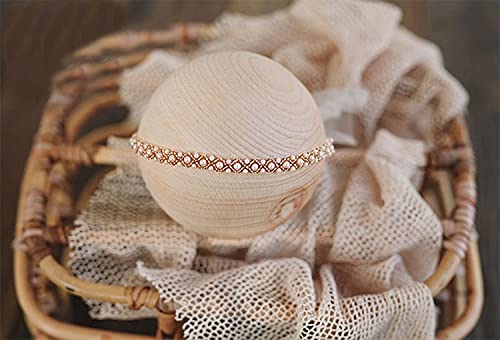 Honra Orraphtstu Newborn Photography Props Pearl Headband Baby Photoshoots Posing Photo Tieback Hair Accessories(Cream) - Image 4