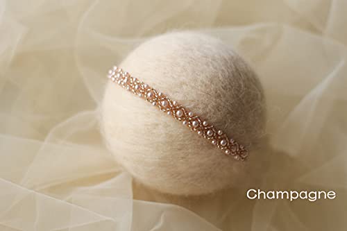 Honra Orraphtstu Newborn Photography Props Pearl Headband Baby Photoshoots Posing Photo Tieback Hair Accessories(Cream) - Image 3