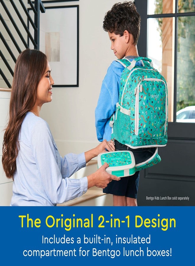 Bentgo Kids 2-in-1 Backpack & Insulated Lunch Bag - Durable 16” Backpack & Lunch Container in Unique Prints for School & Travel - Water Resistant, Padded & Large Compartments (Bug Buddies) - Image 2