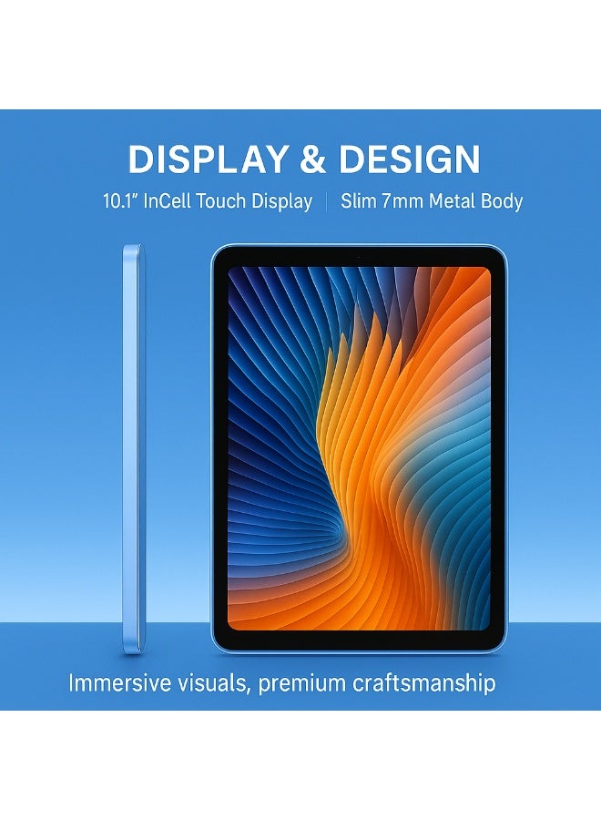 Oteeto TAB 19 – 10.1-Inch Android 14 Tablet PC, 12GB RAM, 512GB ROM, Octa-Core, 13MP + 8MP Camera, 8000mAh, WiFi + Dual SIM – Blue - Image 3