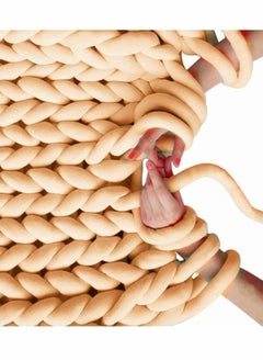 Excefore Arm Knitting Yarn, Light Blush 1KG Velvet Chunky Yarn,Jumbo Chunky Braid Cotton Tube Weight Yarn Super Soft Washable Giant Yarn  - Image 2