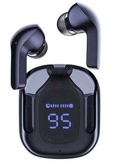 ACEFAST HY Crystal-T6 Earbuds With LED Display Gaming Headphones Portable Stereo HD Sound Microphone Crystal Case Noise Cancellation With Charging(black)  - Image 1
