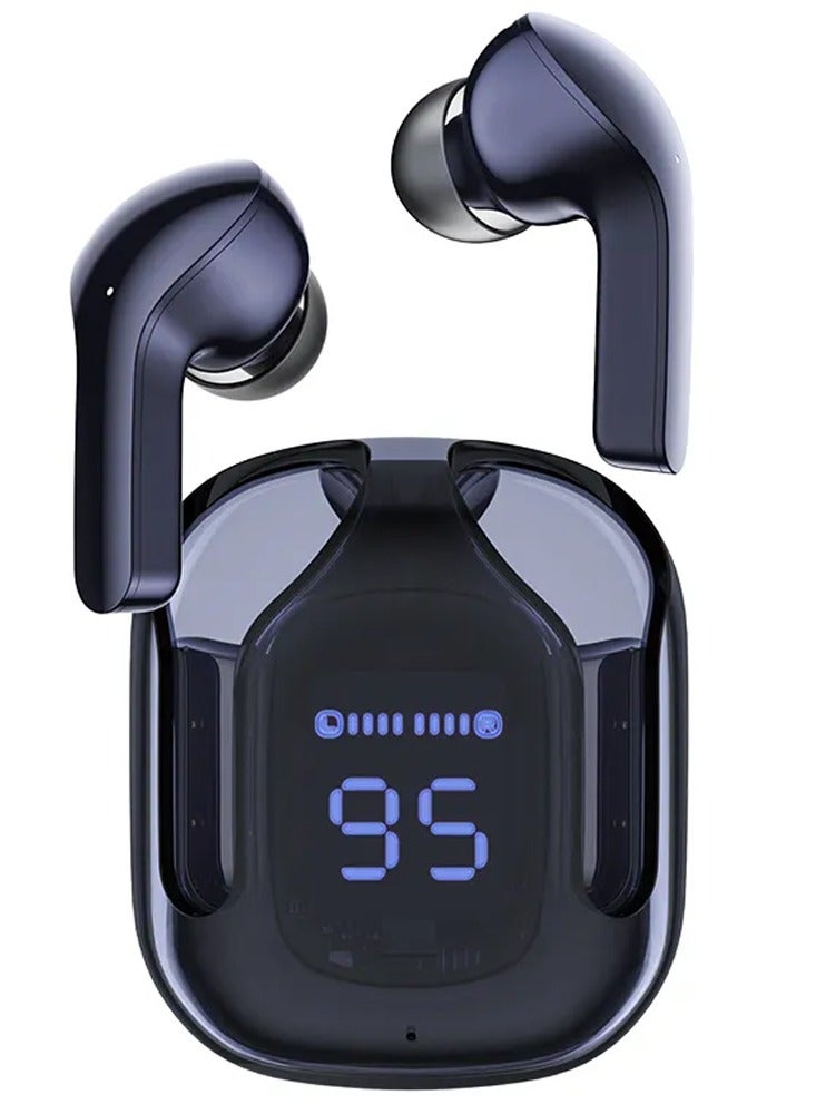 ACEFAST HY Crystal-T6 Earbuds With LED Display Gaming Headphones Portable Stereo HD Sound Microphone Crystal Case Noise Cancellation With Charging(black) - Image 1