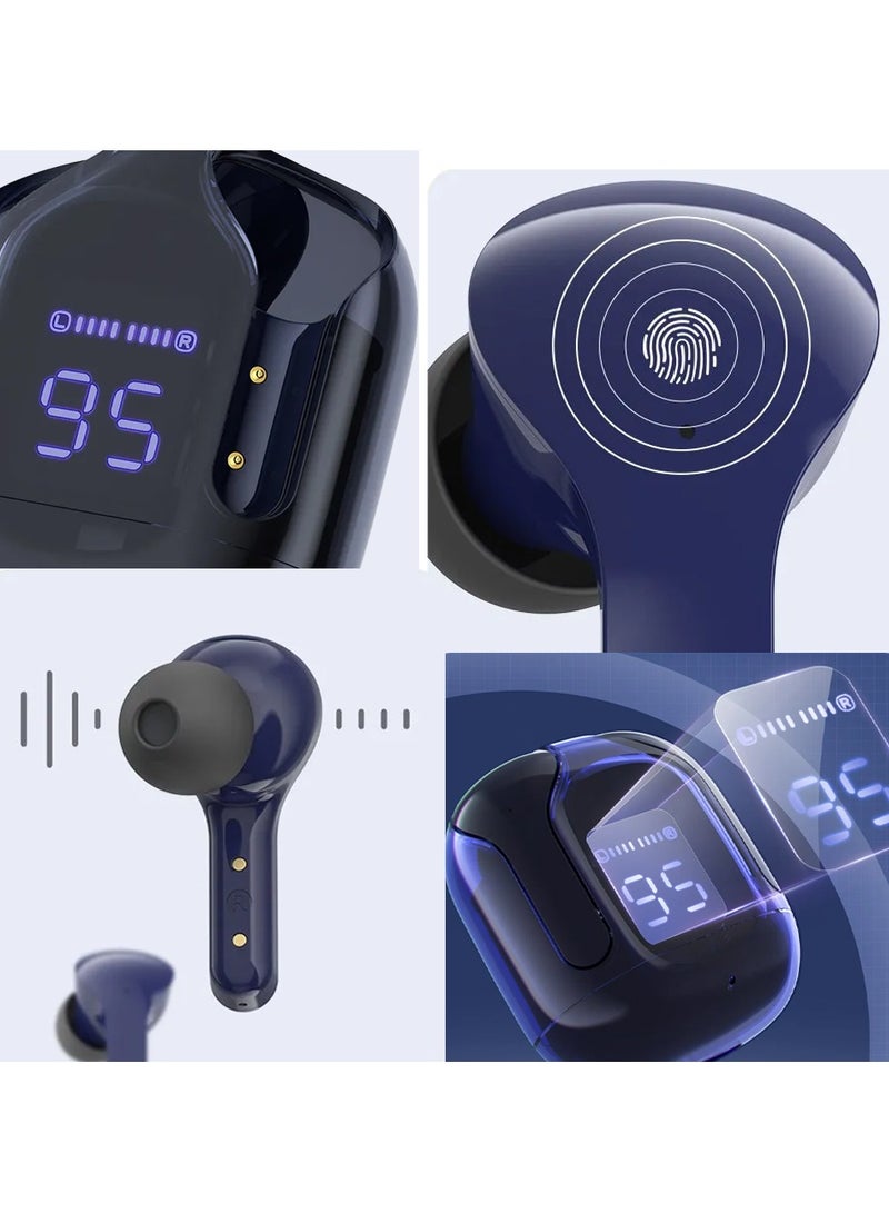 ACEFAST HY Crystal-T6 Earbuds With LED Display Gaming Headphones Portable Stereo HD Sound Microphone Crystal Case Noise Cancellation With Charging(black) - Image 3