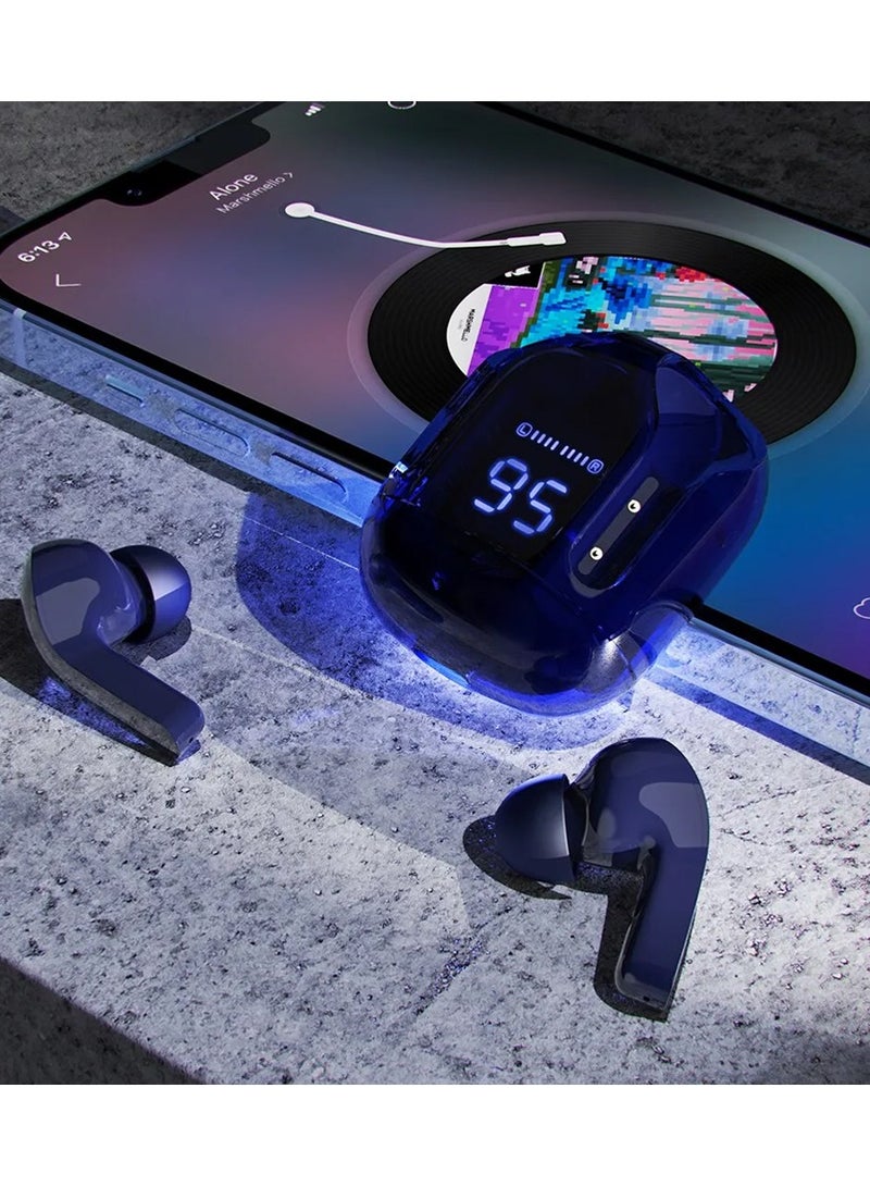 ACEFAST HY Crystal-T6 Earbuds With LED Display Gaming Headphones Portable Stereo HD Sound Microphone Crystal Case Noise Cancellation With Charging(black) - Image 4