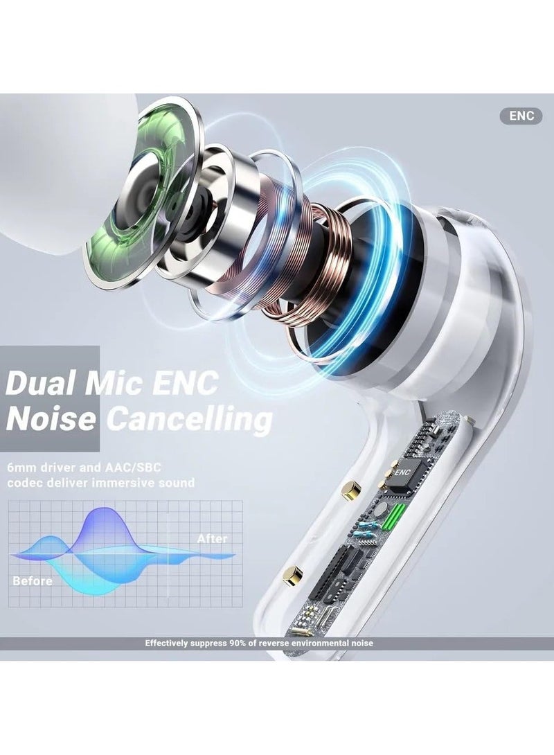 ACEFAST HY Crystal-T6 Earbuds With LED Display Gaming Headphones Portable Stereo HD Sound Microphone Crystal Case Noise Cancellation With Charging(black) - Image 5