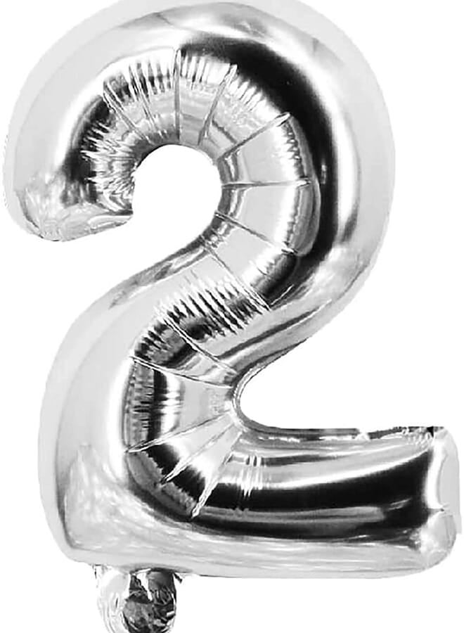 Party Time 2 Number Foil Balloons Silver
