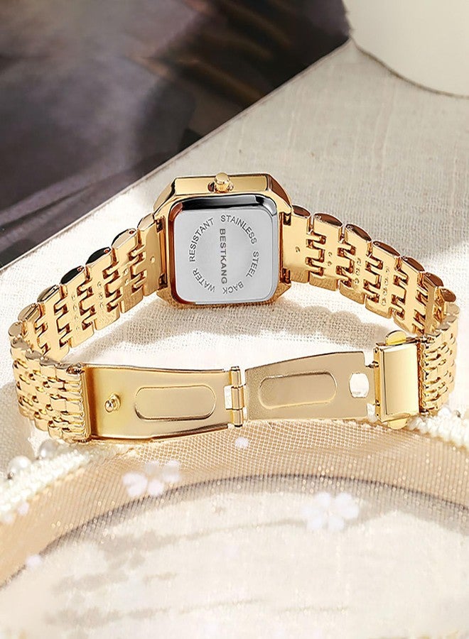 BESTKANG Watches for Women Wrist Watches Steel Strap Womens Watch Casual Fashion Simple Square Quartz Wristwatch (Silver-white1) - Image 5