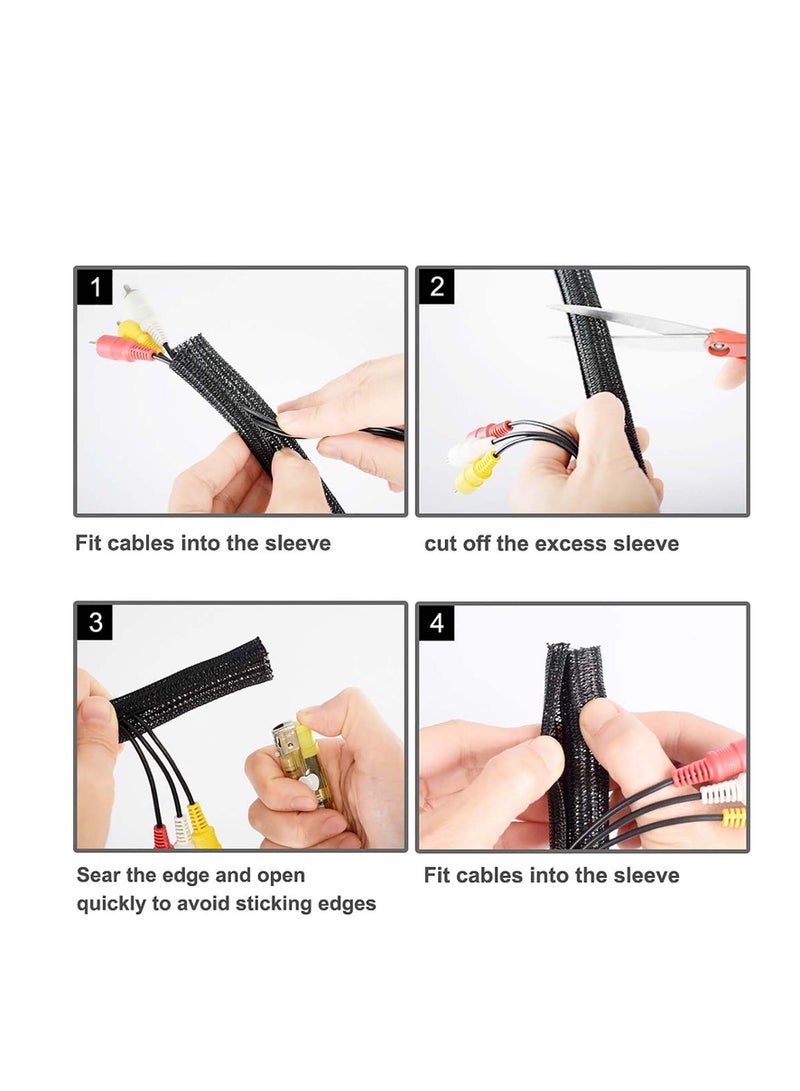 SYOSI Cord Protector, Cable Sleeve, Cable Organizer, Cord Management, Cable Sleeve Split Sleeving, Protect Cat From Chewing Cords, for Desk TV Computer, Wire Protector Cable, for Home Office - Image 4