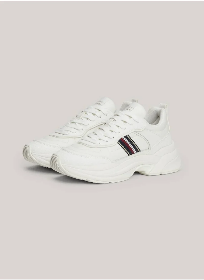 TOMMY HILFIGER Women's Chunky Runner Sneakers, White - Leather