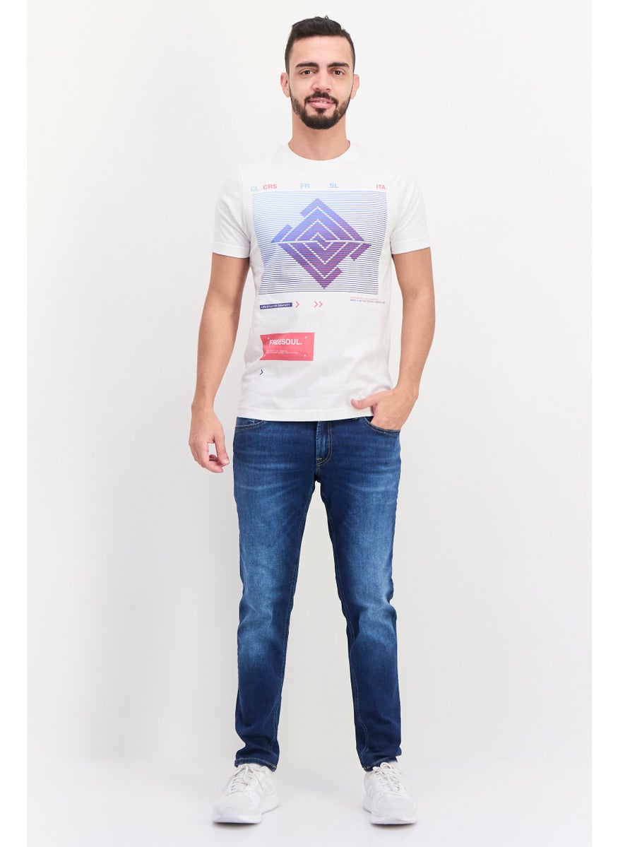 Free Soul Men Crew Neck Short Sleeve Graphic Printed T-Shirt, White  - Image 3