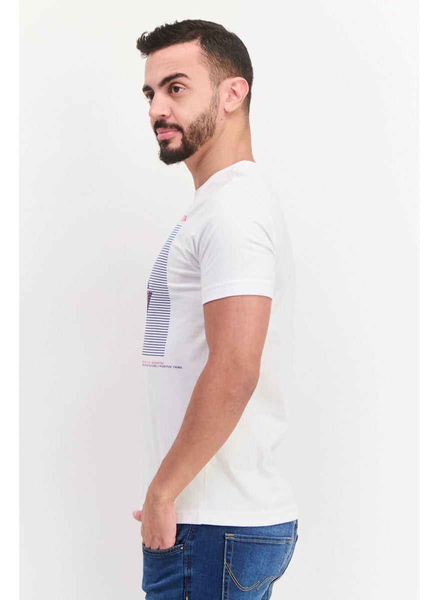 Free Soul Men Crew Neck Short Sleeve Graphic Printed T-Shirt, White  - Image 2