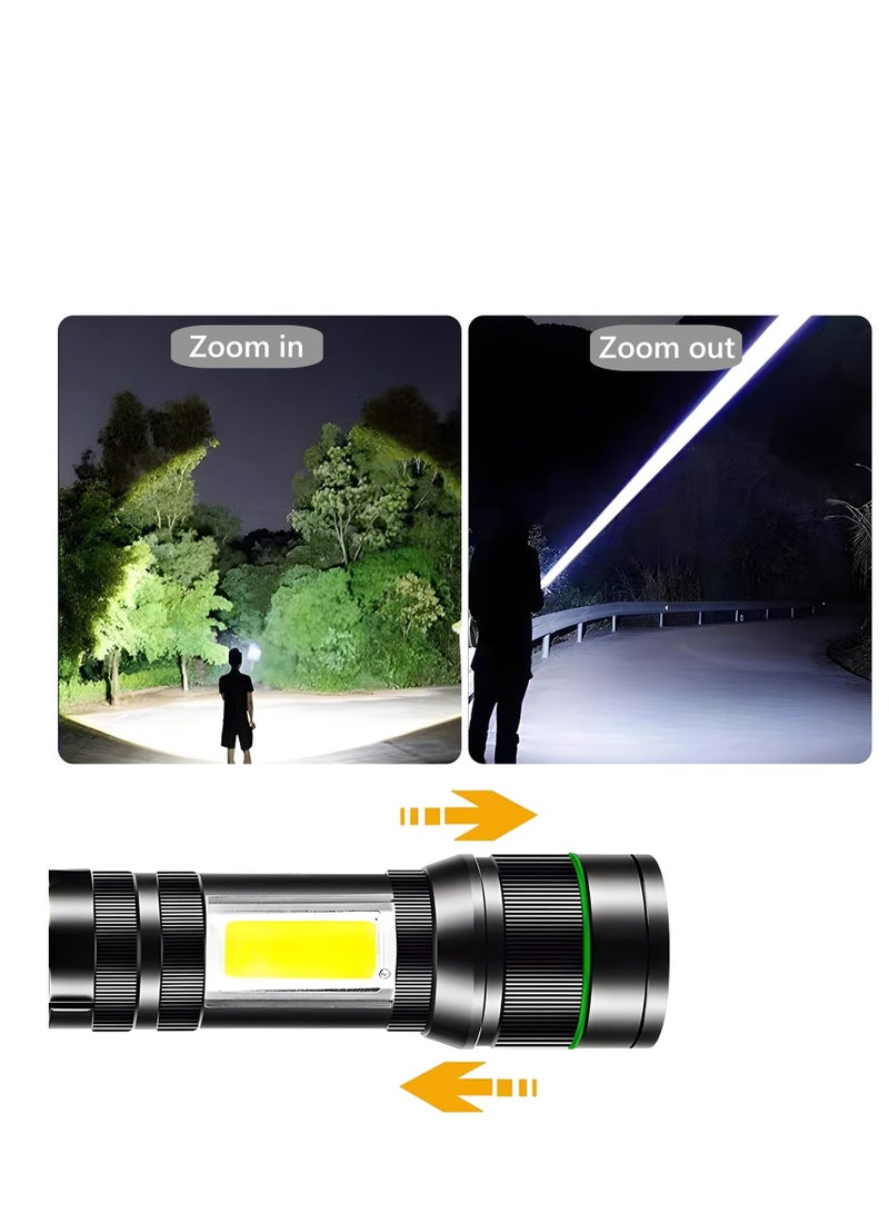 High-Powered LED Flashlight Rechargeable, EDC 2000 Lumens Zoomable Small Tactical Flashlight, 3 Modes with COB Work Light Long Lasting for Camping, Emergencies, Outdoors, Gifts MenWomen - Image 2