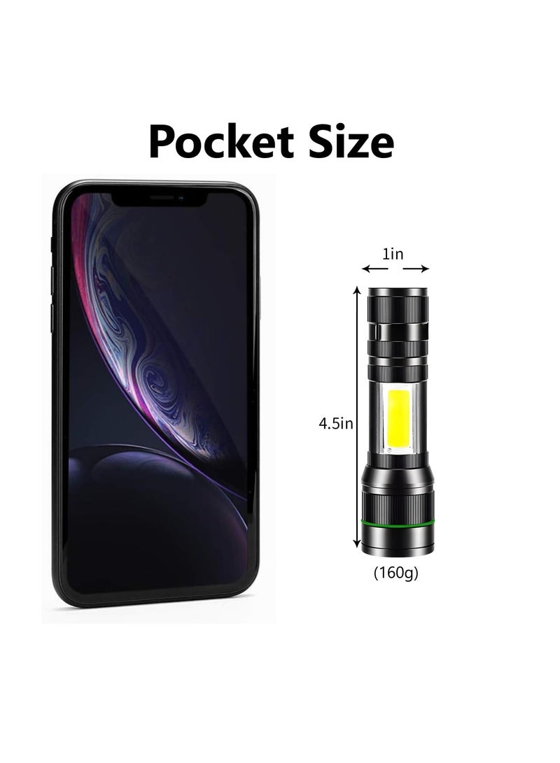 High-Powered LED Flashlight Rechargeable, EDC 2000 Lumens Zoomable Small Tactical Flashlight, 3 Modes with COB Work Light Long Lasting for Camping, Emergencies, Outdoors, Gifts MenWomen - Image 5