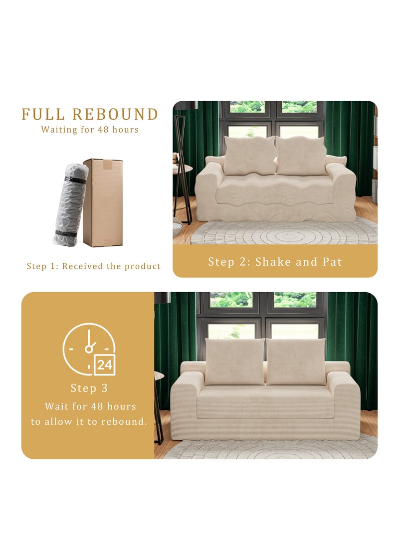 Chogori Loveseat Sleeper Sofa Bed, Modern Corduroy Boneless Convertible Couch with Pull-Out Seat Cushion, Two Seater Couch for Living Room, Bedroom, Apartment, Home Office, No Assembly - Image 3