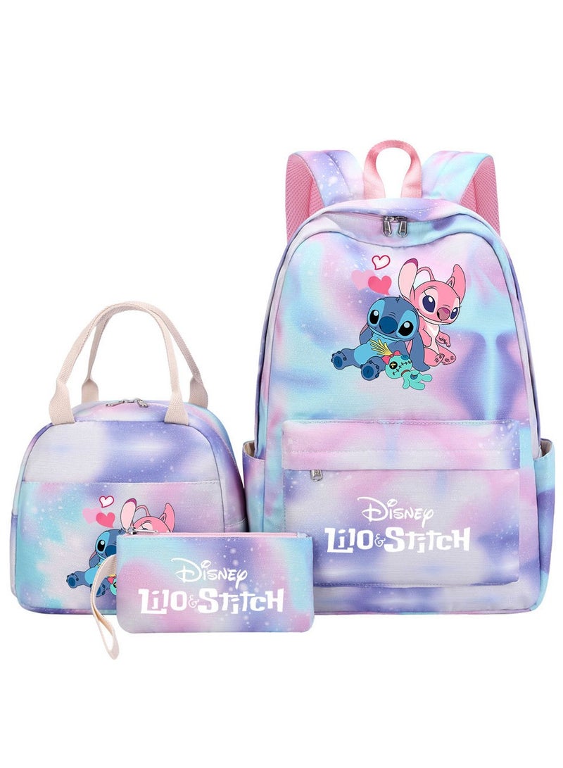 Stitch Printed Three Piece Set Backpack