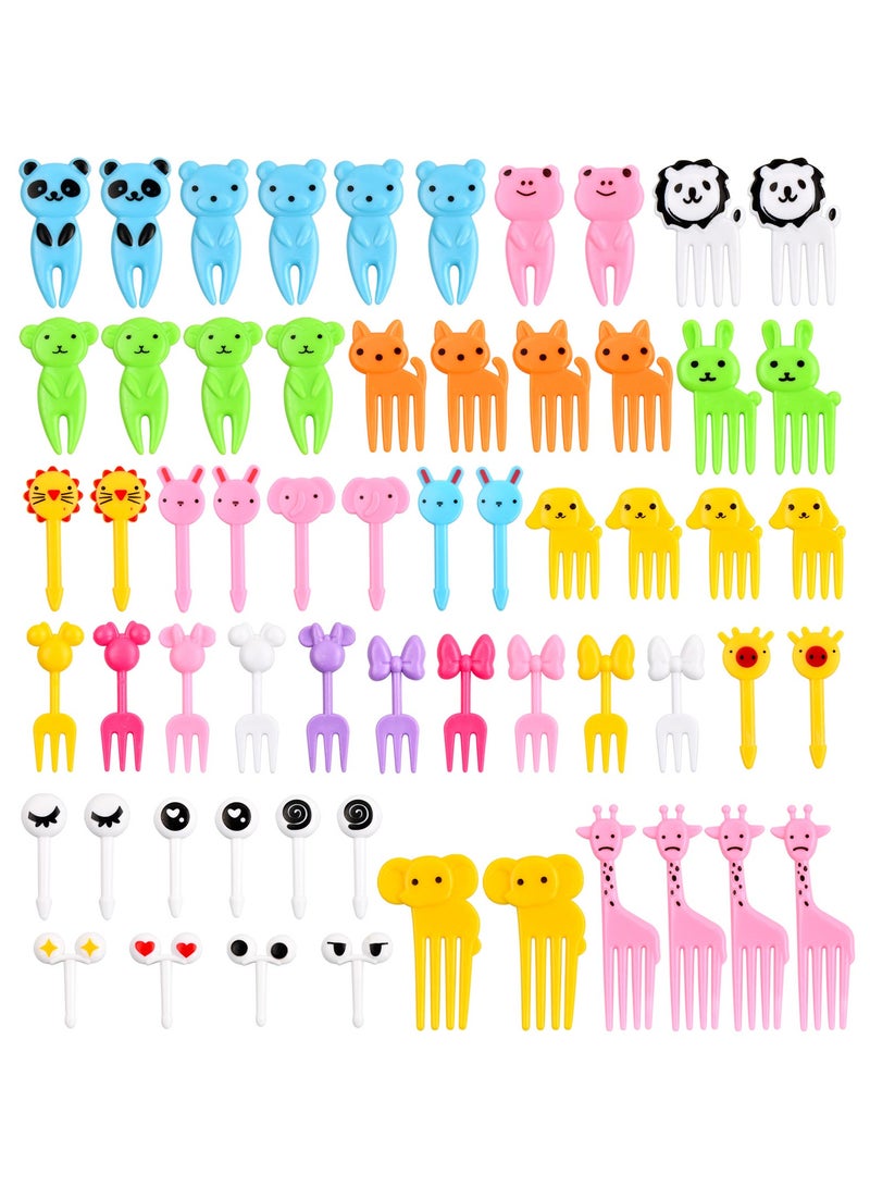 60 Pcs Cartoon Animal Food Picks for Kids, Reusable Fruit Forks, Plastic Mini Forks for Lunch Boxes, Bento Decor, Sandwiches, Cakes, Fruits, and Party - Image 1