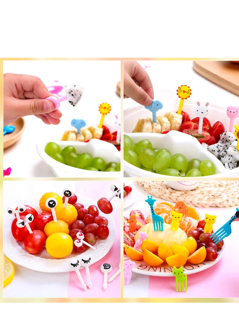60 Pcs Cartoon Animal Food Picks for Kids, Reusable Fruit Forks, Plastic Mini Forks for Lunch Boxes, Bento Decor, Sandwiches, Cakes, Fruits, and Party - Image 3