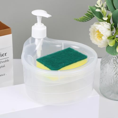 SUKHAD Plastic Double Layer Liquid Soap Dispenser With Pump And Sponge | 15 X 16 X 17 Cm | Multi-Color - Image 1