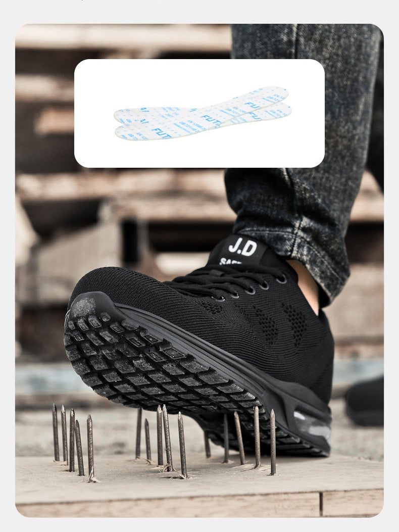 New Labor Protection Shoes For Men And Women, Fly-Woven Breathable Lightweight Steel Toe Caps, Anti-Smash And Anti-Puncture Construction Site Protective Safety Shoes - Image 4