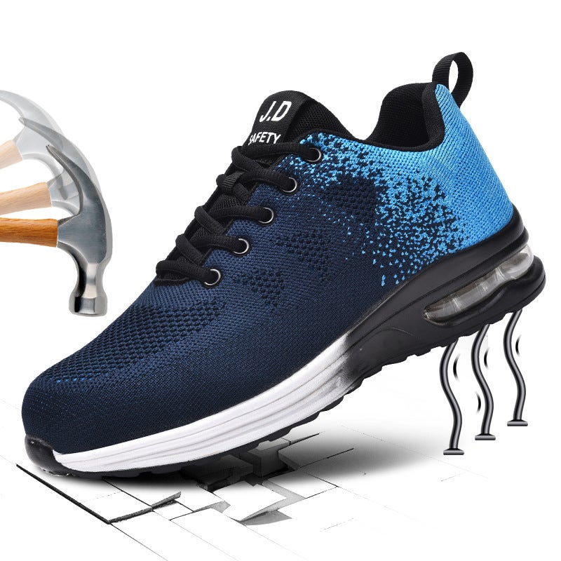 New Labor Protection Shoes For Men And Women, Fly-Woven Breathable Lightweight Steel Toe Caps, Anti-Smash And Anti-Puncture Construction Site Protective Safety Shoes - Image 1