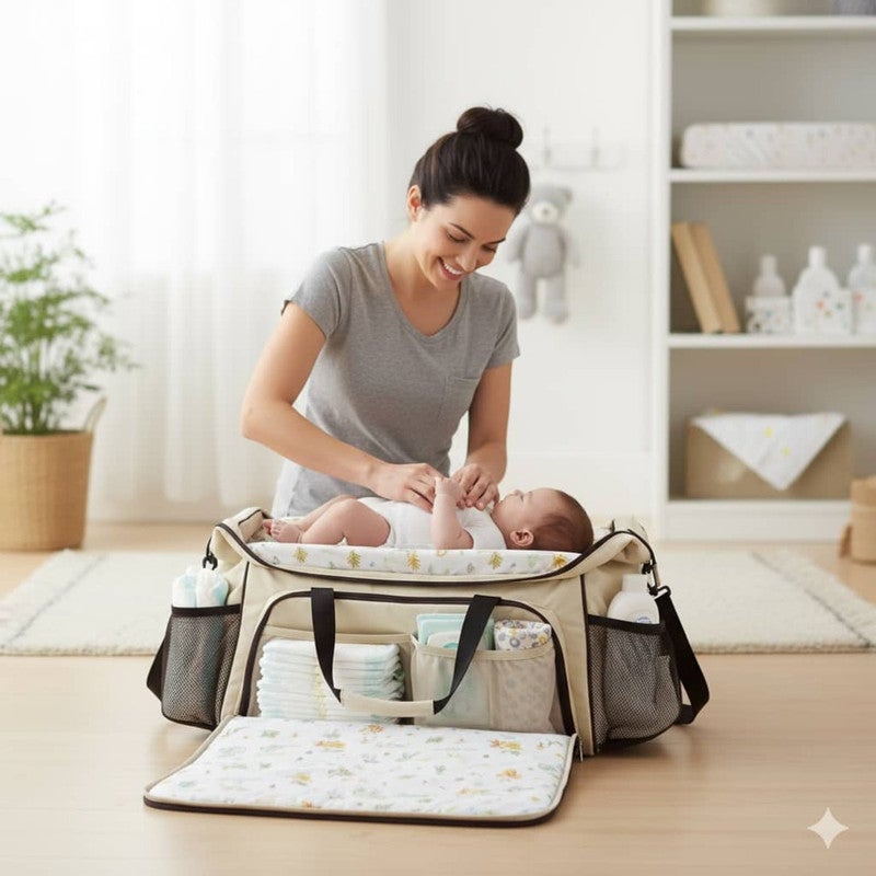 Innovative Portable Baby Bed - Moms' Solution for Easy Travel - Beige. - Image 4
