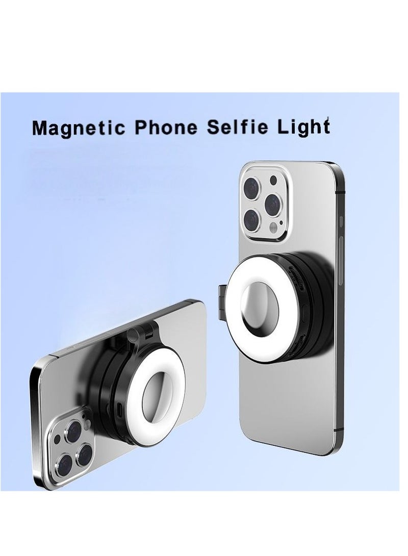 Magnetic Selfie Light, LED Fill Light Compatible with Magsafe, LED Selfie Ring Light Included Sticky Ring for Phones, for Selfies/Photography/TikTok/Zoom Calls/Video Conference Color Black - Image 1