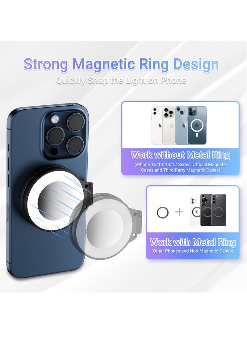 Magnetic Selfie Light, LED Fill Light Compatible with Magsafe, LED Selfie Ring Light Included Sticky Ring for Phones, for Selfies/Photography/TikTok/Zoom Calls/Video Conference Color Black - Image 3