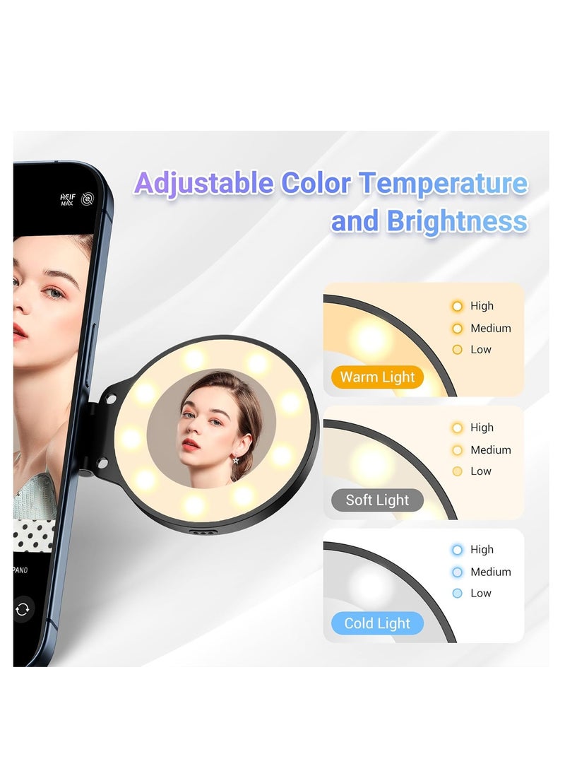 Magnetic Selfie Light, LED Fill Light Compatible with Magsafe, LED Selfie Ring Light Included Sticky Ring for Phones, for Selfies/Photography/TikTok/Zoom Calls/Video Conference Color Black - Image 4