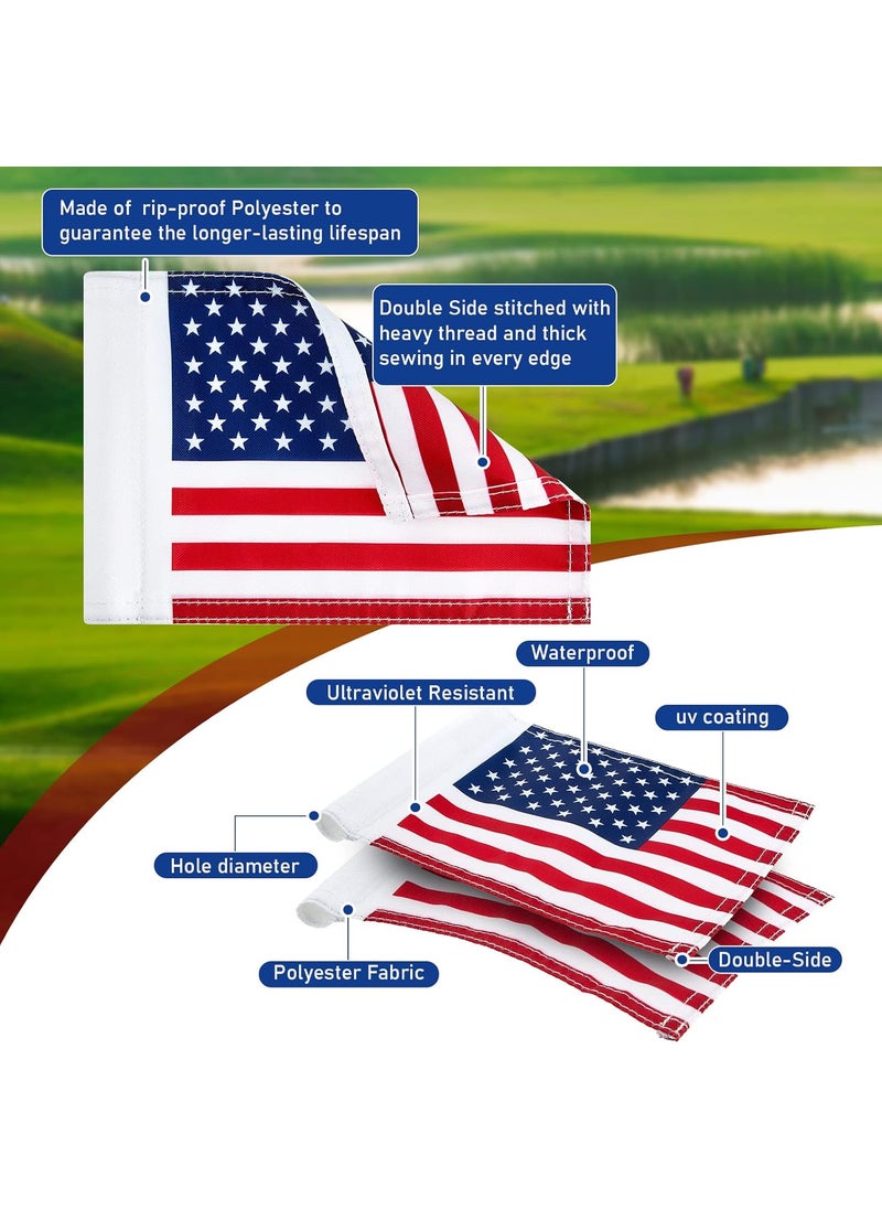 Moukeren Moukeren 9 Pcs Golf Flag 8 x 6 Inch Putting Green Standard Practice American USA Double Side 420d Nylon for Indoor Outdoor Backyard Veterans Day Patriotichole Diameter 051  - Image 3