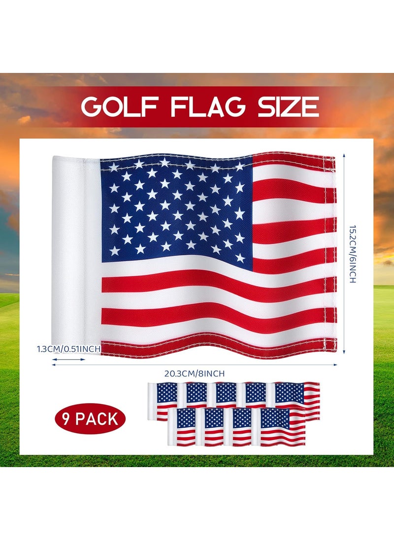 Moukeren Moukeren 9 Pcs Golf Flag 8 x 6 Inch Putting Green Standard Practice American USA Double Side 420d Nylon for Indoor Outdoor Backyard Veterans Day Patriotichole Diameter 051  - Image 2