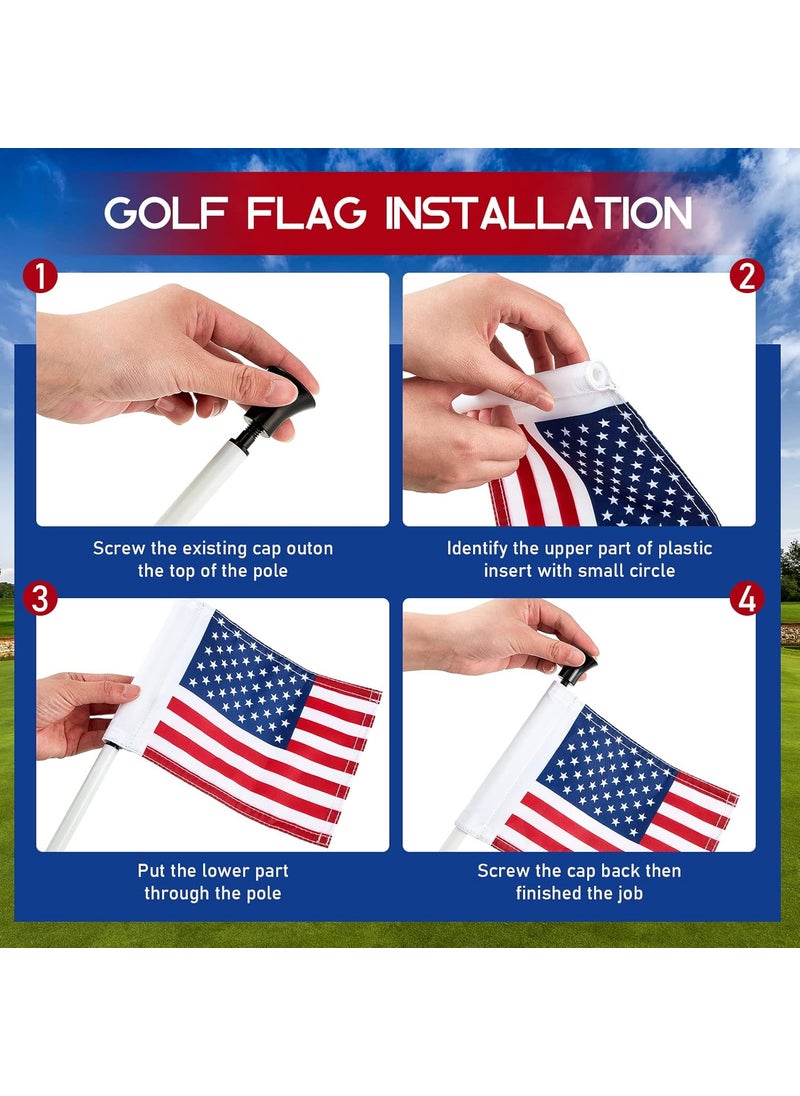 Moukeren Moukeren 9 Pcs Golf Flag 8 x 6 Inch Putting Green Standard Practice American USA Double Side 420d Nylon for Indoor Outdoor Backyard Veterans Day Patriotichole Diameter 051  - Image 4
