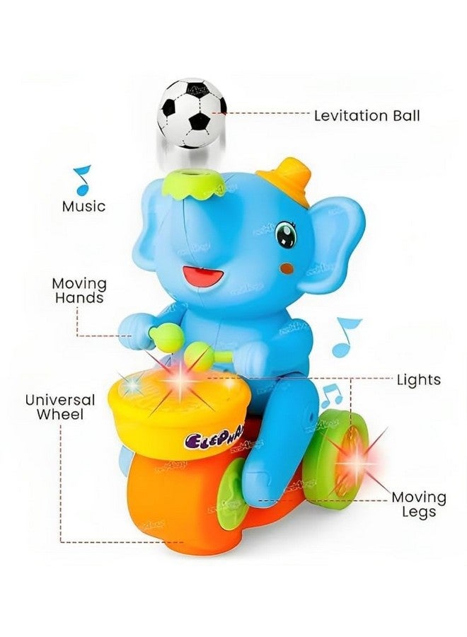 Elephant Musician Toy, (Yellow) With Levitation Ball On Nose Along With Dazzling Light Drum Sound Music And Elephant Sound For Baby Toys