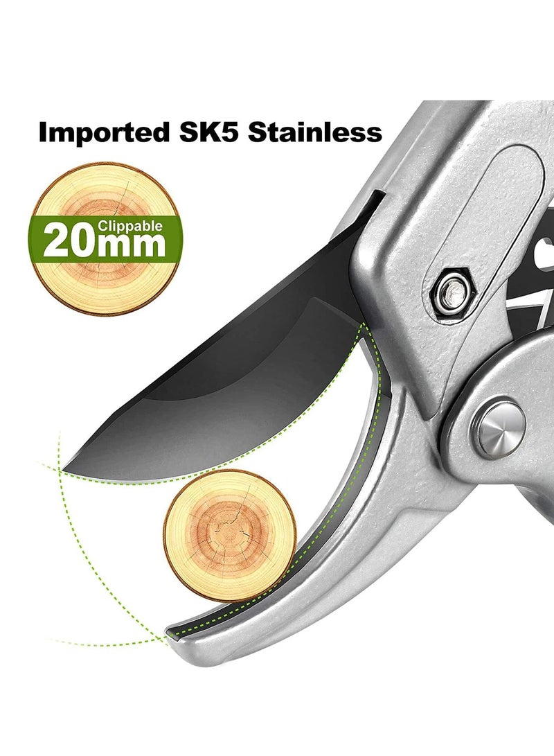 Loquat 8 Premium Garden Clippers, 3x Easier with Pulley Lever, Arthritis-Friendly Black Snips. - Image 5