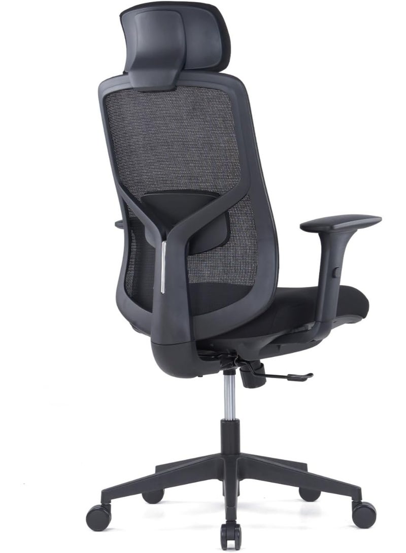 Kaliber Luxe High Back Office Chair – Ergonomic Mesh Back, Upholstered Seat, Adjustable Lumbar Support, and 3-Lock Synchro Tilt Mechanism  for Comfort - Image 2