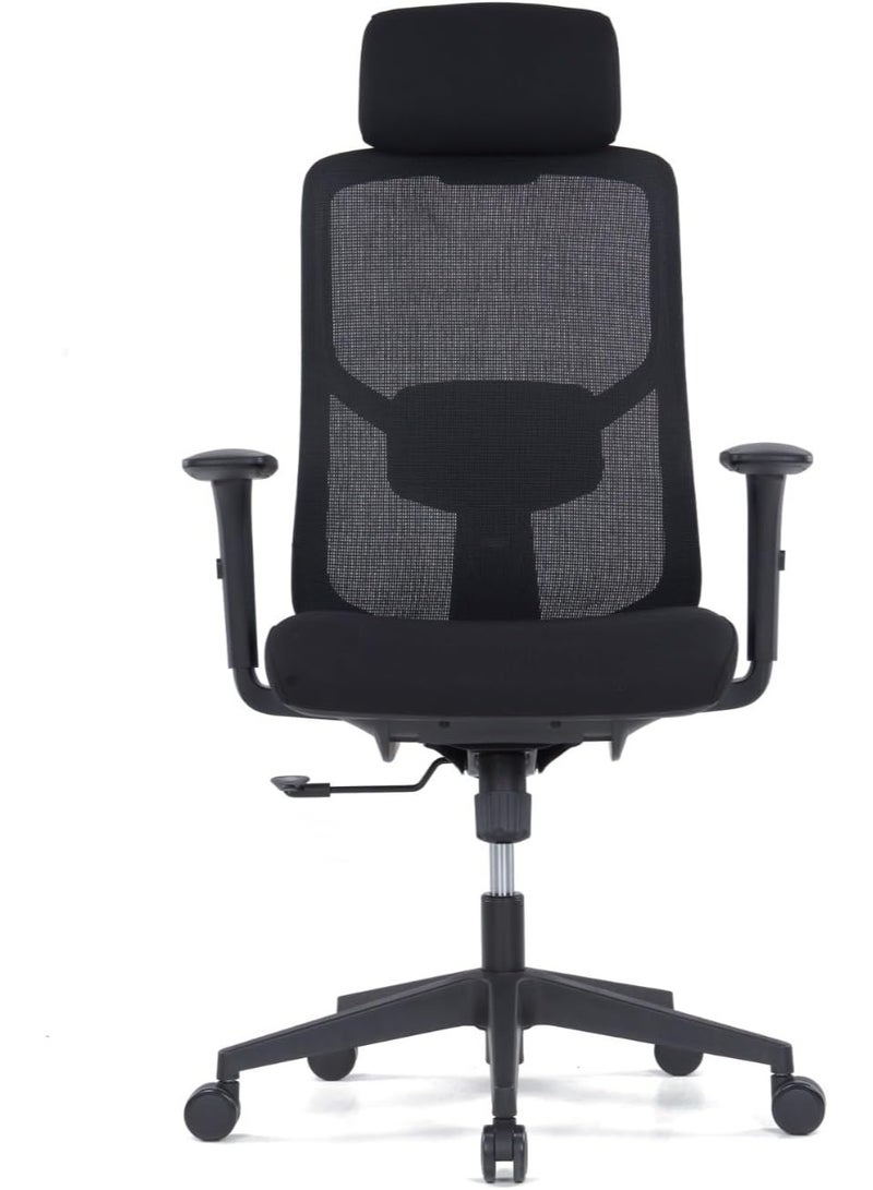 Kaliber Luxe High Back Office Chair – Ergonomic Mesh Back, Upholstered Seat, Adjustable Lumbar Support, and 3-Lock Synchro Tilt Mechanism  for Comfort - Image 4